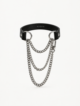 Choker Chain Slip Chain, black leather choker with layered silver chain, stylish pick for Good Date Ideas