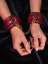 Wrist Cuffs Ankle Cuffs, gradient leather wrist cuffs with gold chain, lovely piece for Date Night Gifts