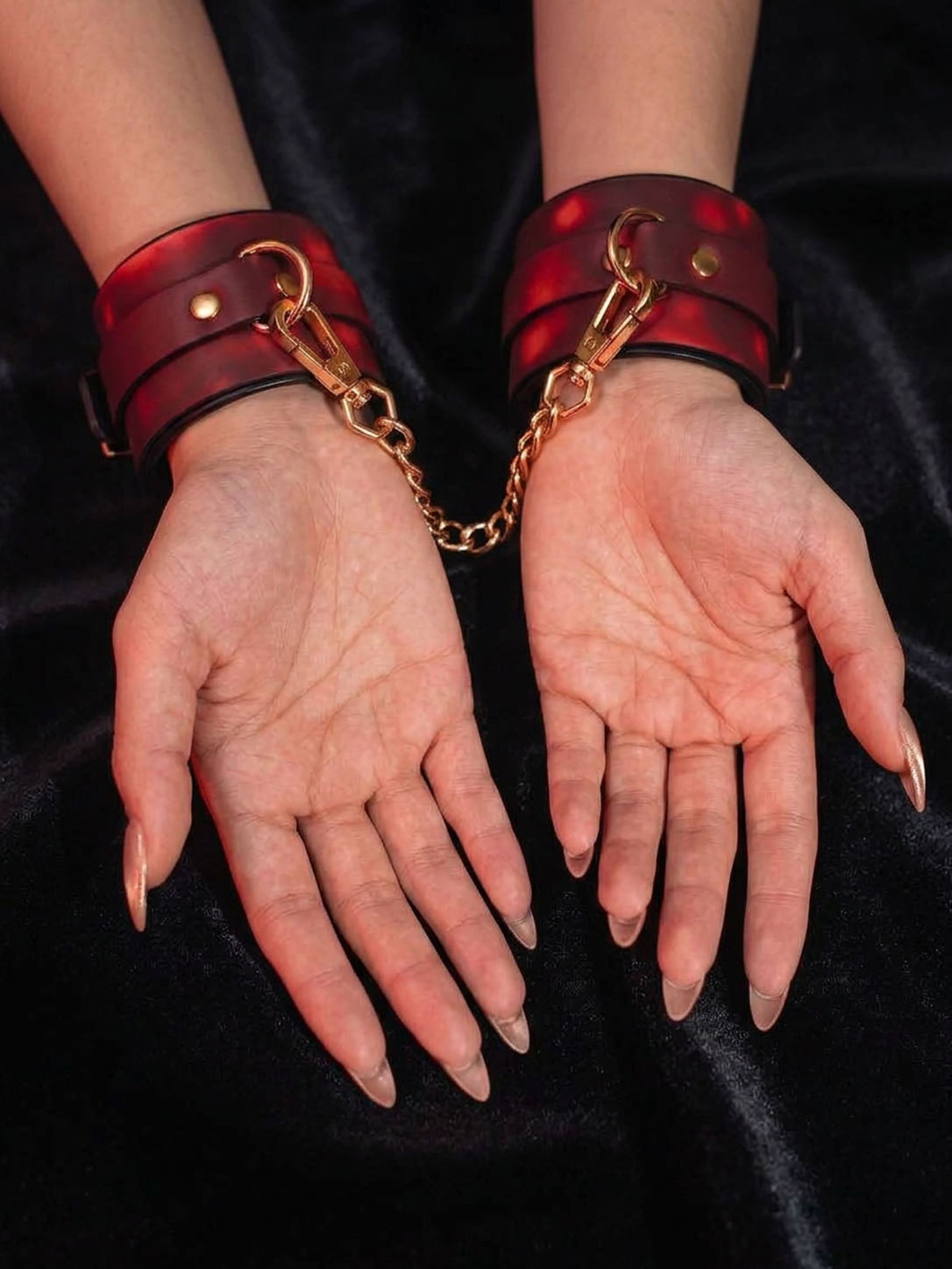 Wrist Cuffs Ankle Cuffs, leather wrist cuffs with metal ring detail, couple accessory set